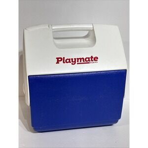 Igloo Playmate Pal 7 qt 9 Can Cooler Blue White Flip Top Handle Release USA Made